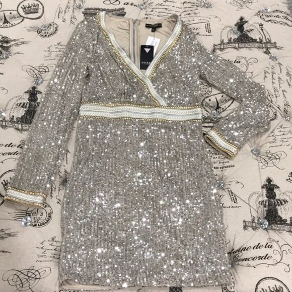 GUESS Patrice Sequin Embellished Mini Dress - Picture 4 of 6